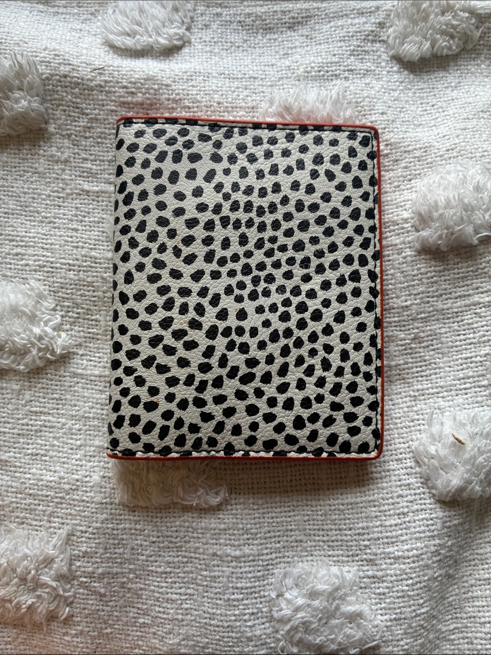 Fossil Black and White Spotted Faux Leather Accent Cover with Red Trim